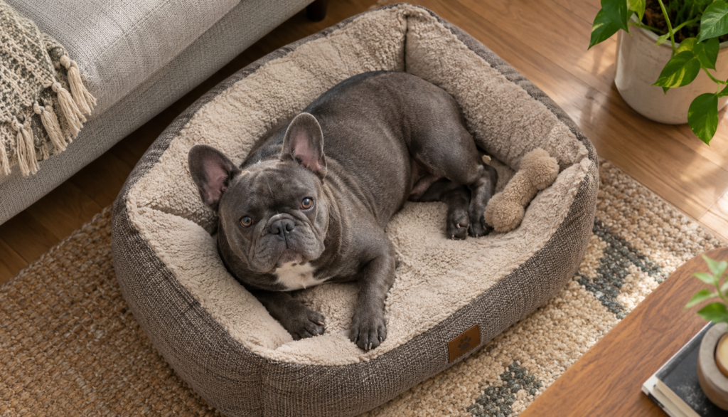 French Bulldog resting peacefully at home